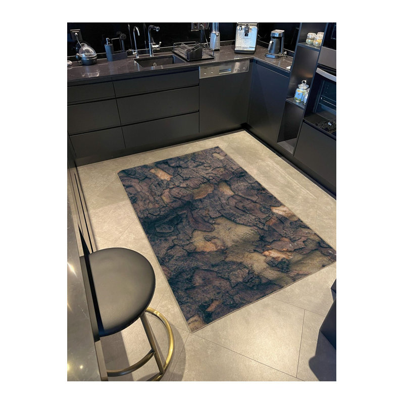 Earth Patterned Woven Base Washable Rug, Runner 2'6" x 9'10" Rug Pad Included