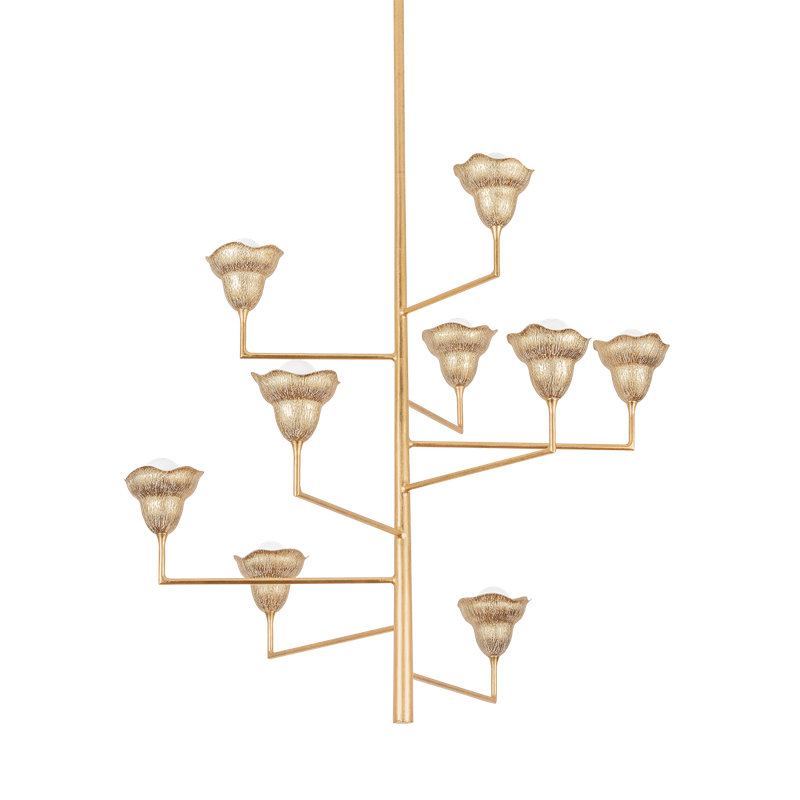 Alora 9 Light Chandelier, Vintage Gold Leaf/Gilded Ivory