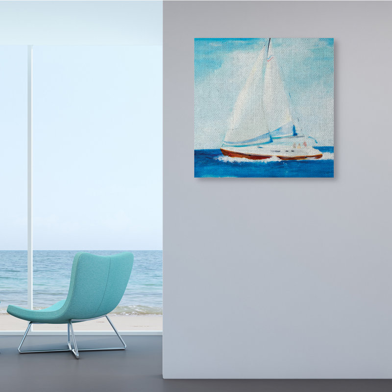 Voilier doux traditionnel d'été «Blue Waves» par Jill Martin - impression, H 30 po x l 30 po x P 1,5 po, Toile tendue