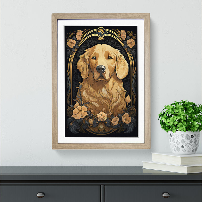 Golden Retriever Nouveau - Framed Print
