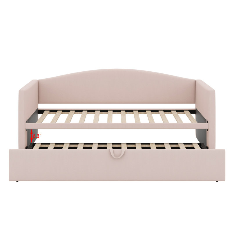 Daybed With Extended Pop Up Trundle, Pink