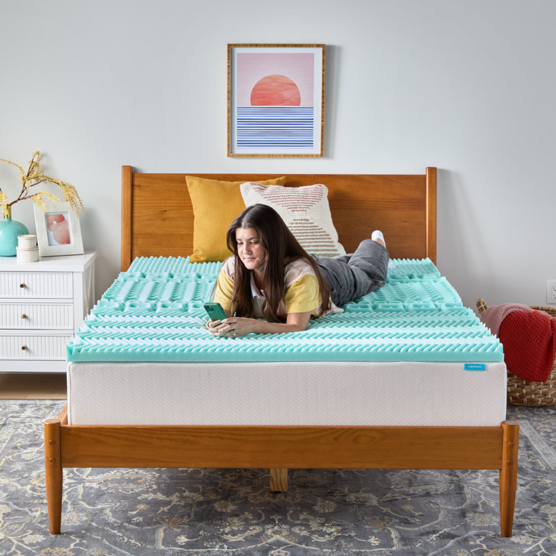 Linenspa 2" 7-Zone Cooling Gel and Green Tea Memory Foam Mattress Topper - Full, 2, Full / Double