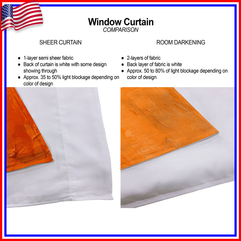 Rideau texturé orange texturé transparent et obscurcissant - 2 panneaux, 56 po x 76 po - 2 panneaux