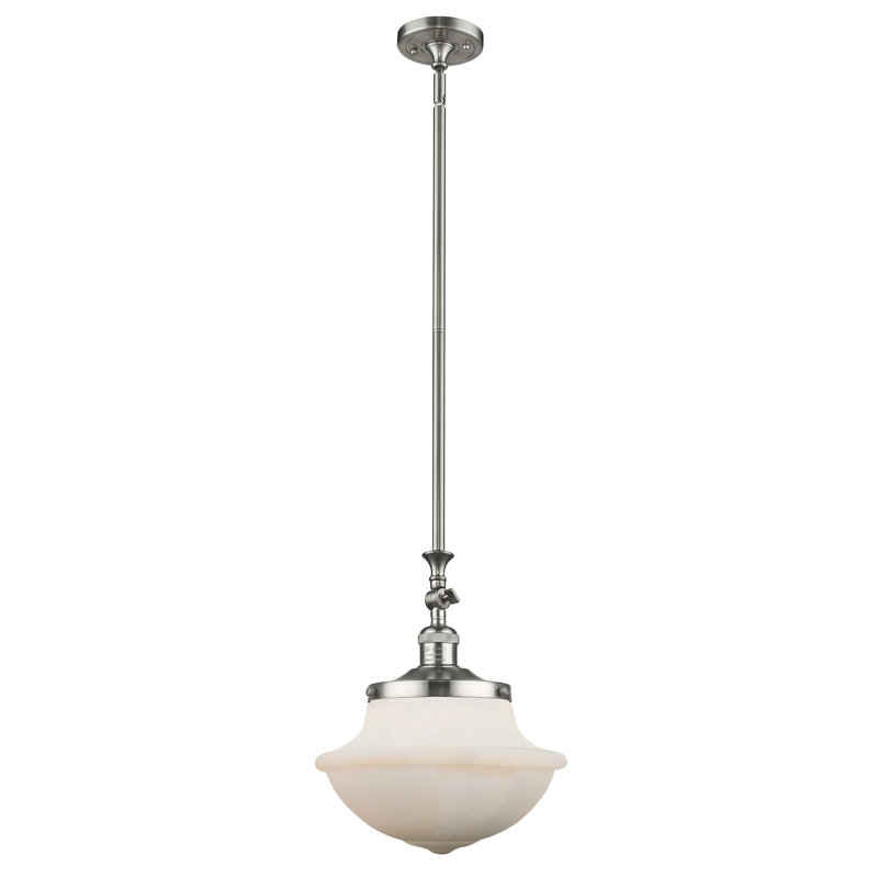 Luminaire suspendu simple à 1 lumière Baptiste, Blanc mat, Ampoule DEL 6 watts Vinage, Nickel satiné brossé