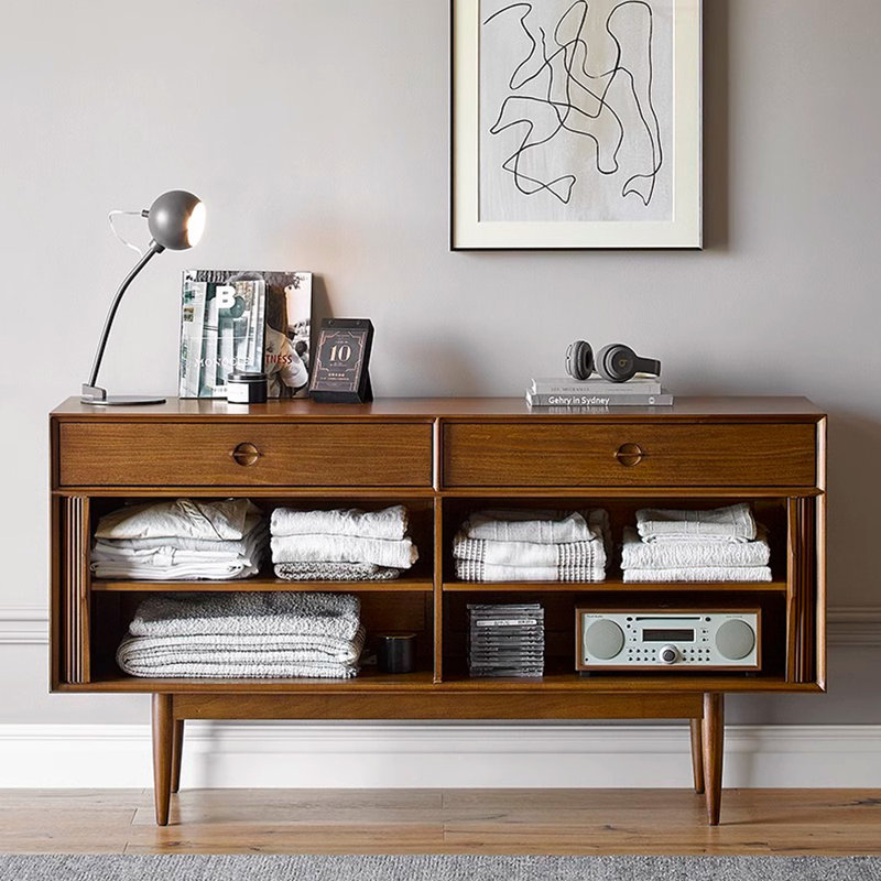 Mid-Century Modern Solid Wood Entryway Cabinet