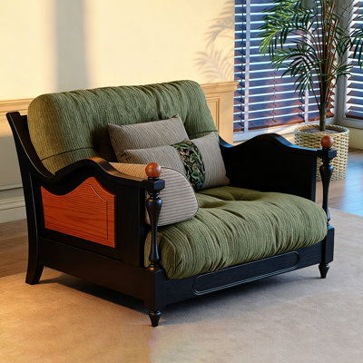 29.92" H Green Tufted Corduroy Single Sofa,with Wood Frame, Living Room Accent Chair