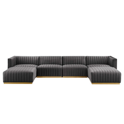 Modway Conjure Channel Tufted Upholstered 6-Piece Sectional Sofa