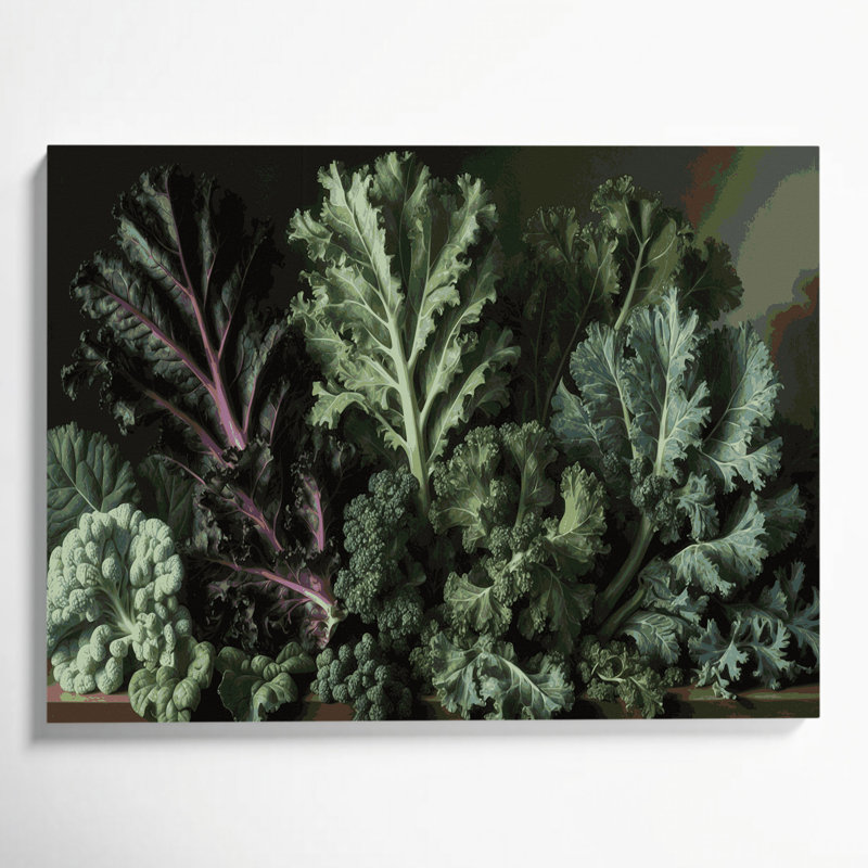 Art mural sur toile, légumes, chou frisé, H 16 po x l 20 po