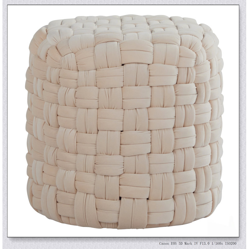 Round 16 Inch Velvet Ottoman, Stylish And Versatile For Seating, Footrest, And Decorative Use In Any Room., Cream