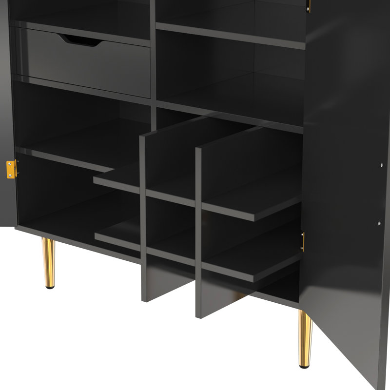Armoire à café 35 po avec porte-bouteilles et tiroir de rangement, Noir