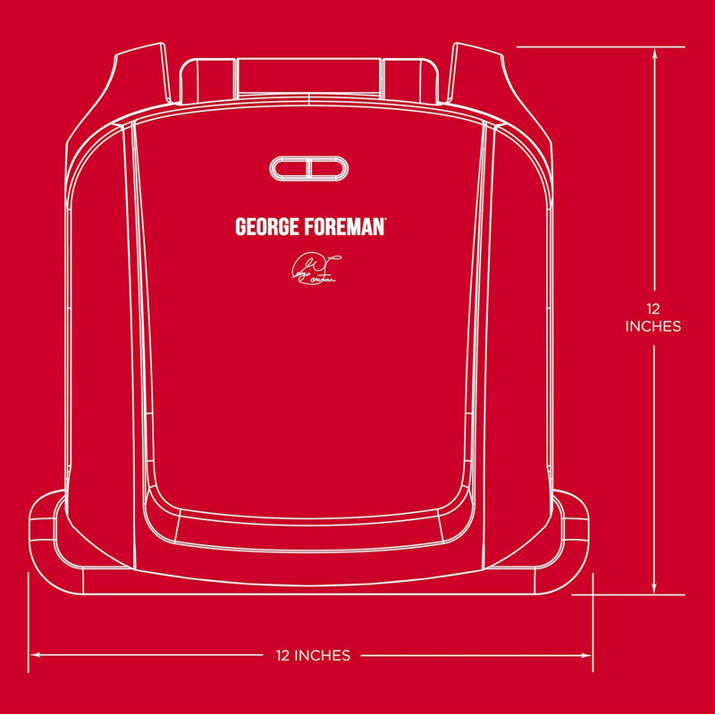 George Foreman 4-Serving Removable Plate Electric Grill And Panini Press, George Tough Non-Stick Coating, Drip Tray Catches Grease, Black