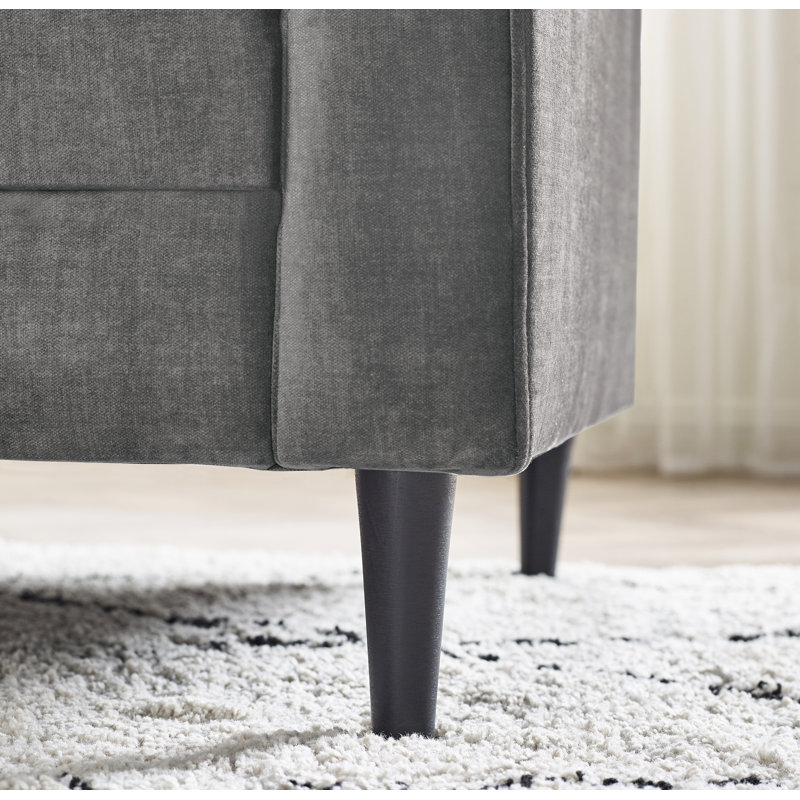Logi Fabric Seater Sofa - Upholstered Modern Minimalist Boxy Style, 3, Grey