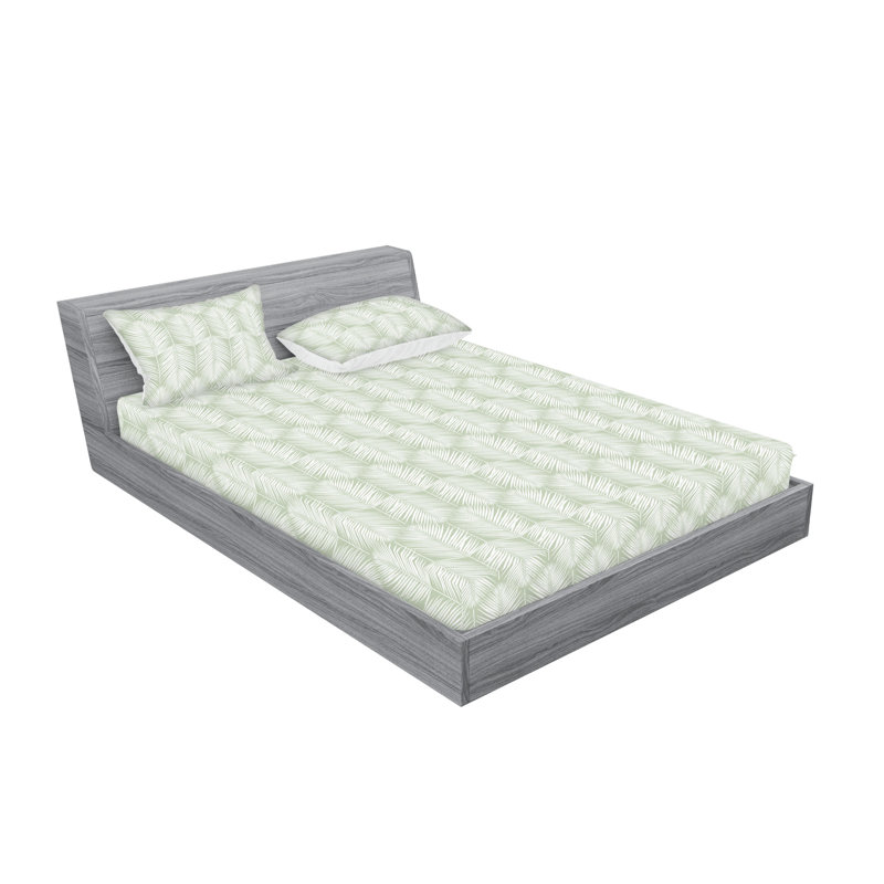 Microfiber Floral Sheet Set, California King Sheet Set + 2 Pillowcases, Pale Green