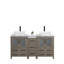 Meuble-lavabo double 60 po avec plateau en marbre d'ingénierie avec miroir 60 po-109234248