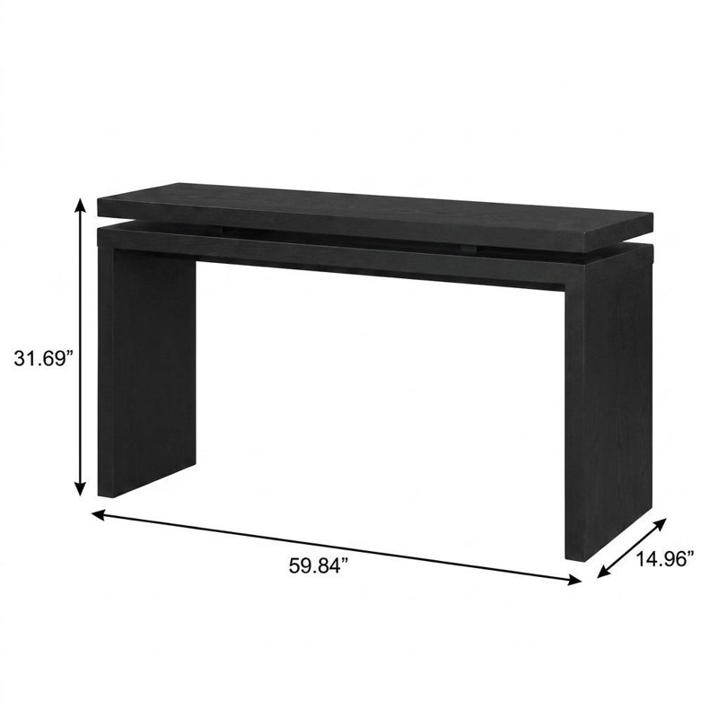 Table console double plateau en bois noir de 60 pouces