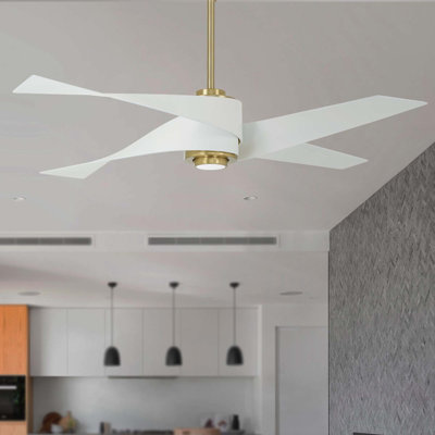 60" 4 - Blade LED Standard Ceiling Fan with Remote Control and Light Kit Included