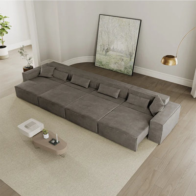 Canapé-lit modulaire électrique 170,87 po, canapé-lit modulaire avec accoudoirs droits, 6 coussins de canapé, résistant aux rayures et à l'eau, gris foncé