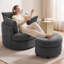 Fauteuil d'appoint pivotant en tonneau avec rangement caché Corduroy (ensemble de 2)-133072164