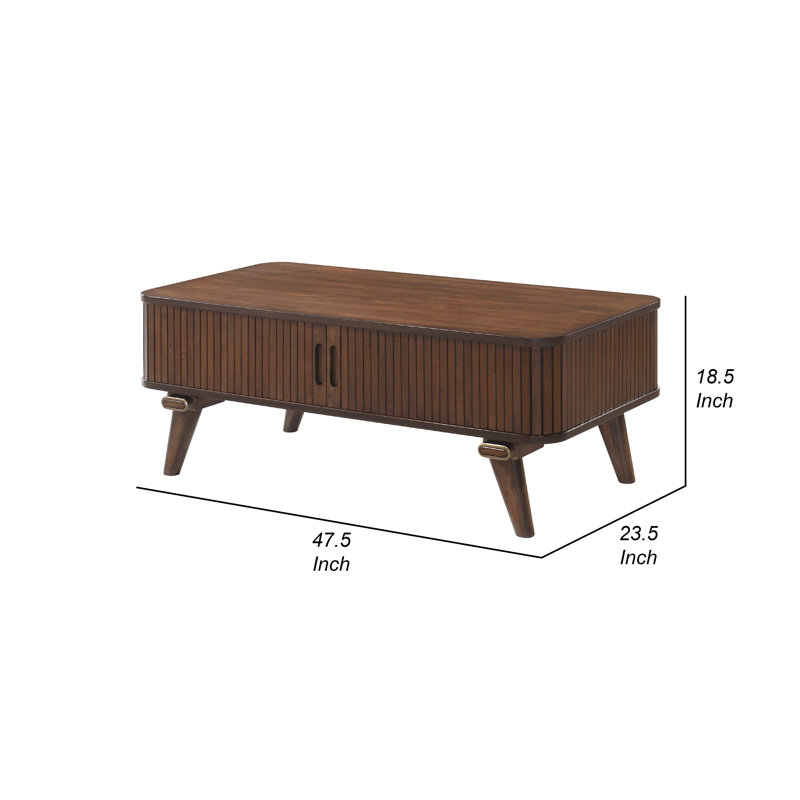 Table basse Manny, 2 portes tambour, cadre en A brun noyer 48 po
