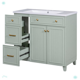 36-Inch Transitional Style Bathroom Cabinet With Resin Sink