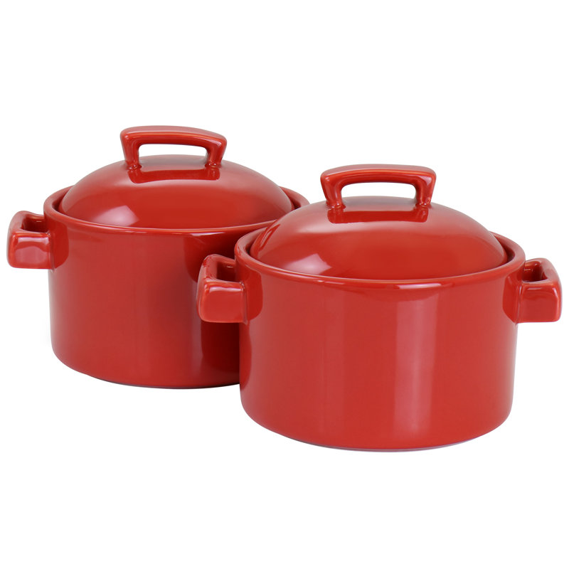 Ensemble de casserole et couvercle 6 pièces Martha Stewart, Rouge