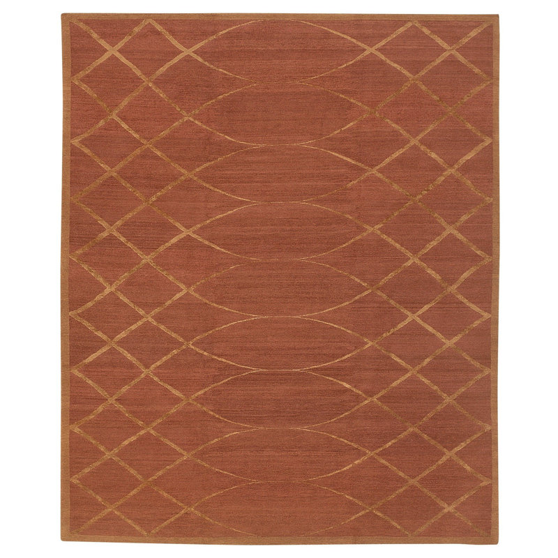 Geometric Area Rug in Gold/Orange, Rectangle 9' x 12'