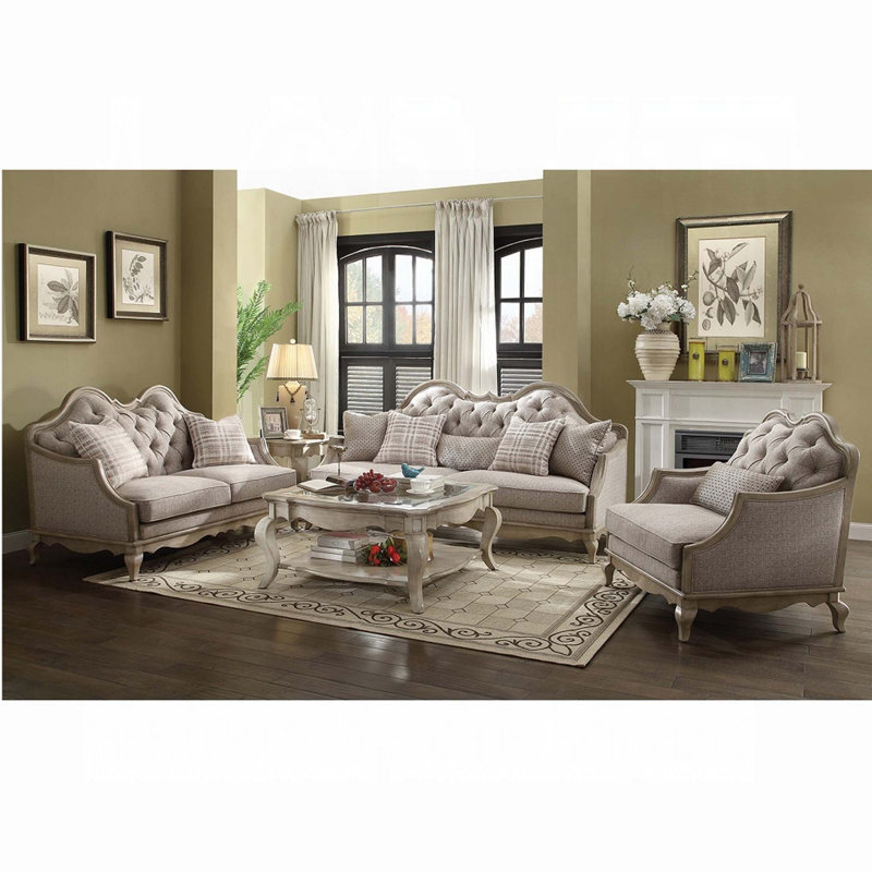 Aeryona Recessed Arm Sofa in Beige and Antique Taupe