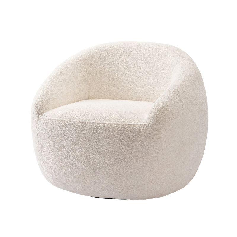 Fauteuil demi-tonneau pivotant rembourré, Blanc
