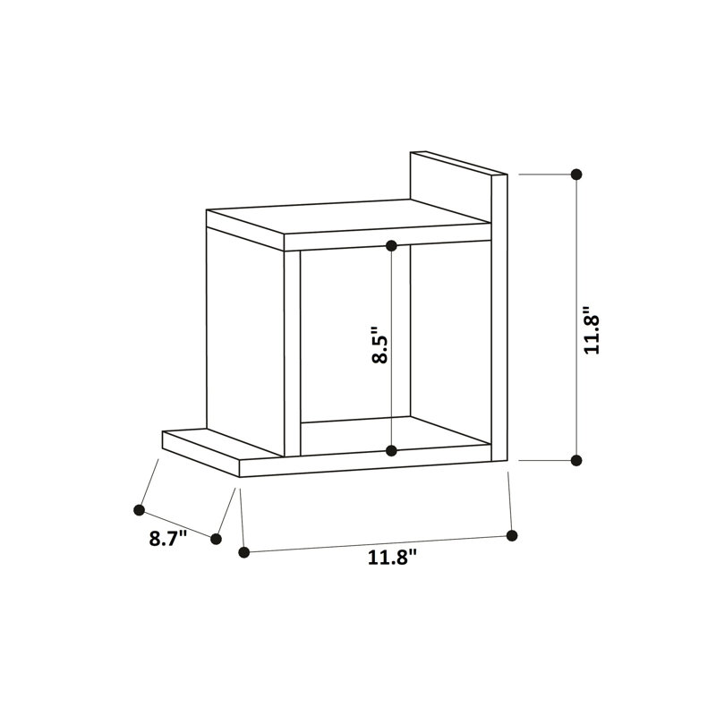 Rio 1;1 Piece Square Floating Shelf, Burgundy