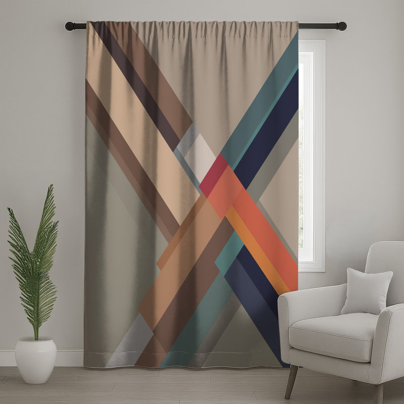 Rideaux géométriques superposés, voilages et voilages à motif géométrique - 1 panneau, Blocage, 50 po x 92 po - 1 panneau