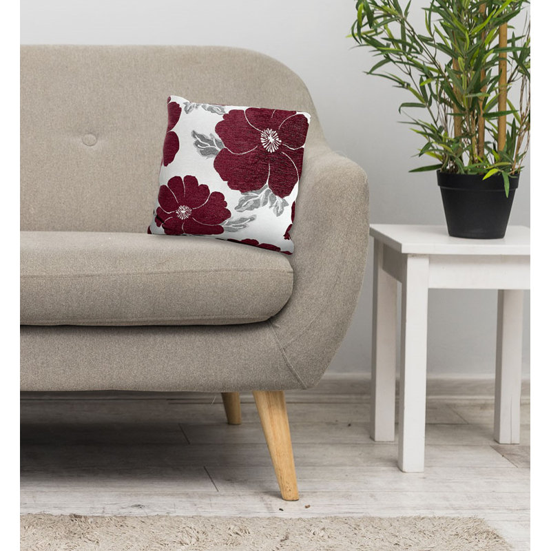 Darionte Floral Square Throw Cushion, Aubergine, 45cm x 45cm