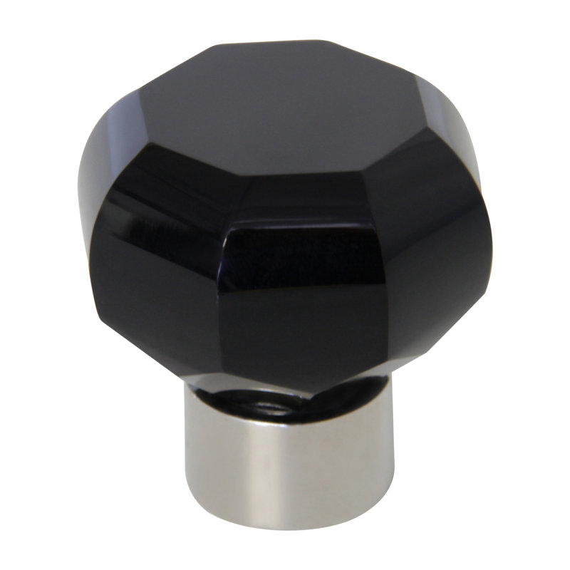 Poignée géométrique surdimensionnée de 1 3/4 po de longueur, Nickel poli, Noir