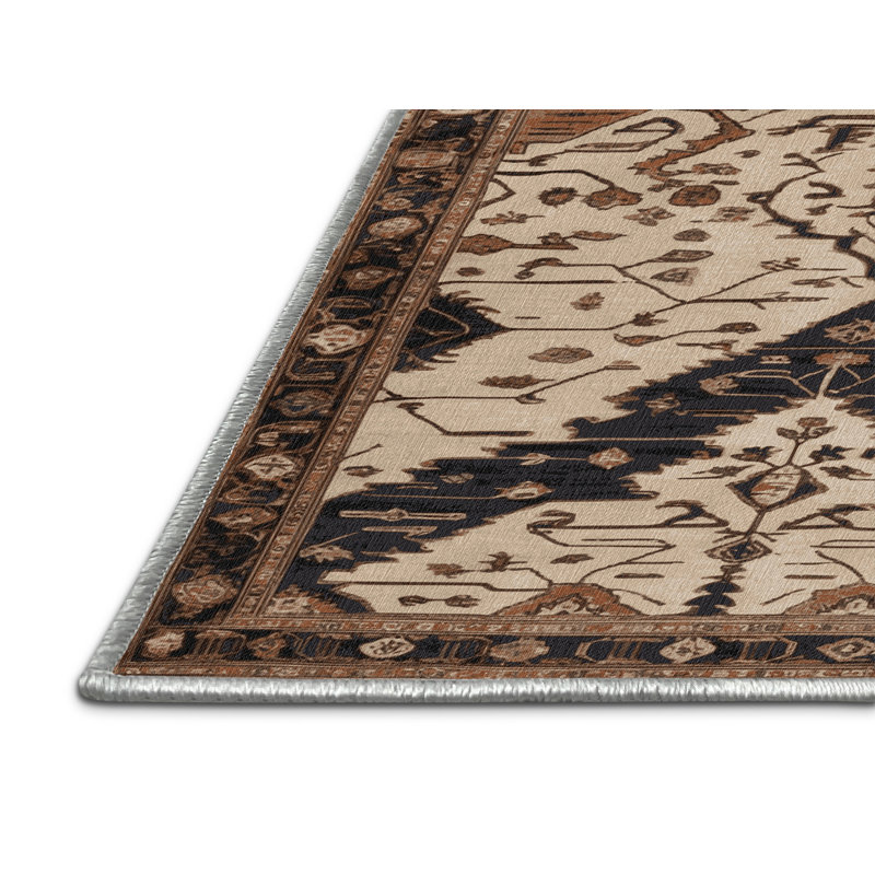 Tapis beige lavable à la machine, Carré 3 pi