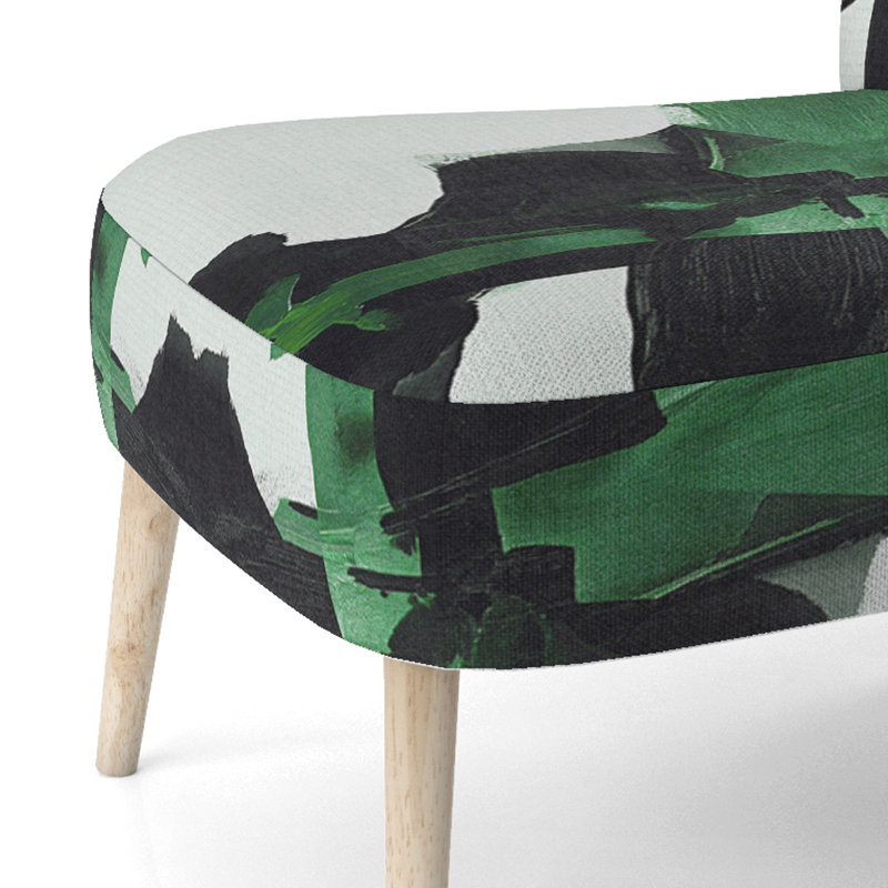Chaise d'appoint rembourrée Geometric IV, Vert foncé / noir / blanc