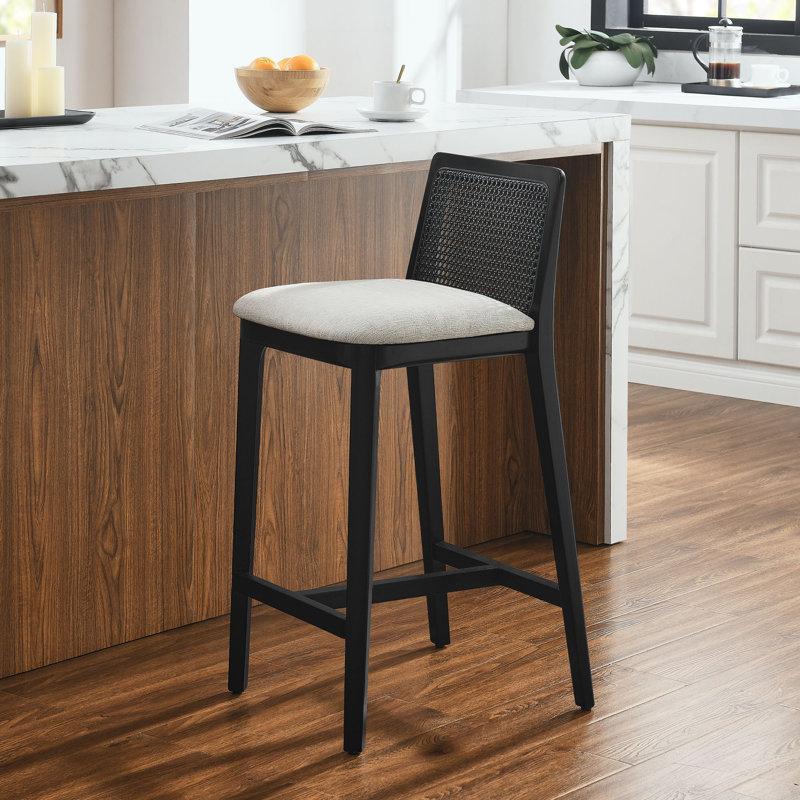 Monarch Wood And Rattan Counter Stool, White/Black