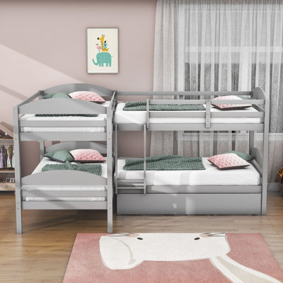  Donyale Twin over Twin and Twin L-Shaped Bunk BedWood Bunk Bed With Trundle