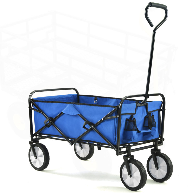 Wagon pliant durable avec grande capacité et rangement facile pour les activités de plein air, la plage et les courses.