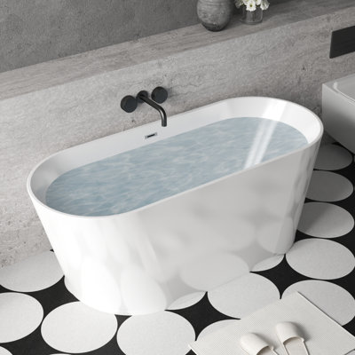 67" Acrylic Freestanding Bathtub, stand alone bathroom tub, Glossy White, Toe-tap Chrome Drain, cUPC Certified