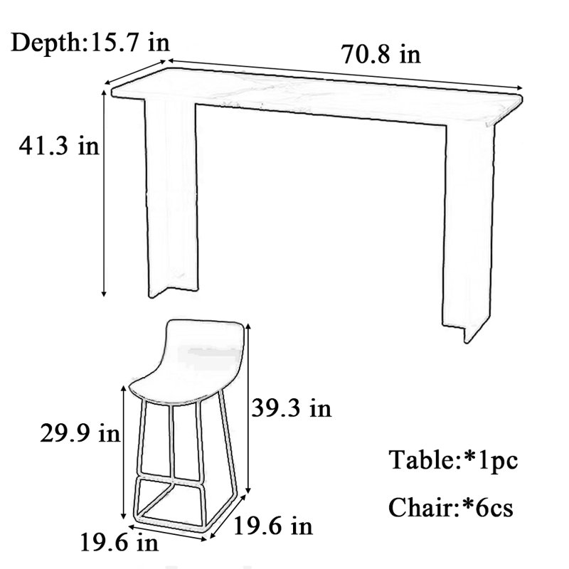 Tables et chaises simples à vent crème, H 41,3 po x L 70,8 po x l 15,7 po