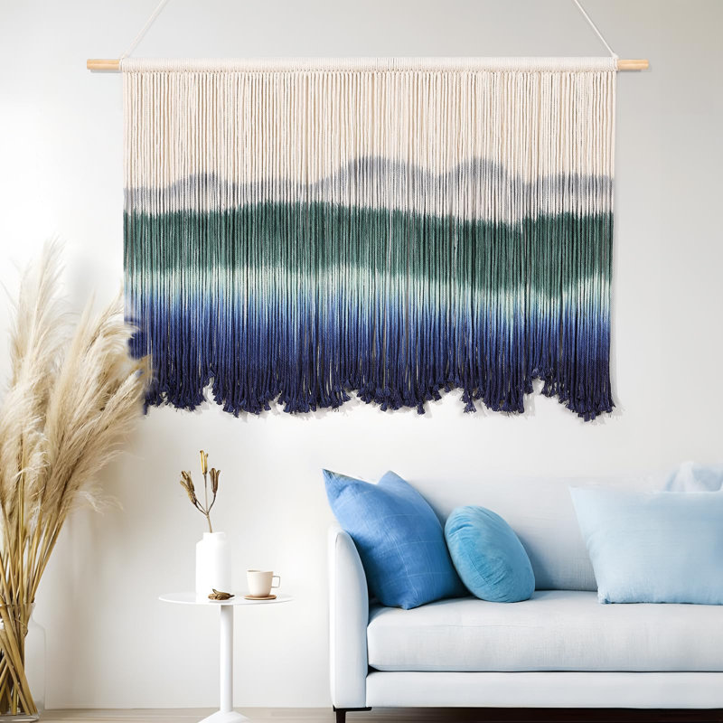 Grande décoration murale bohème en macramé Boho Dip Dye