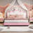 Full Size Upholstered Poplar Wood Platform Bed, No Box Spring Needed 500LBS Capacity Pink for Bedroom-415874167-415874166