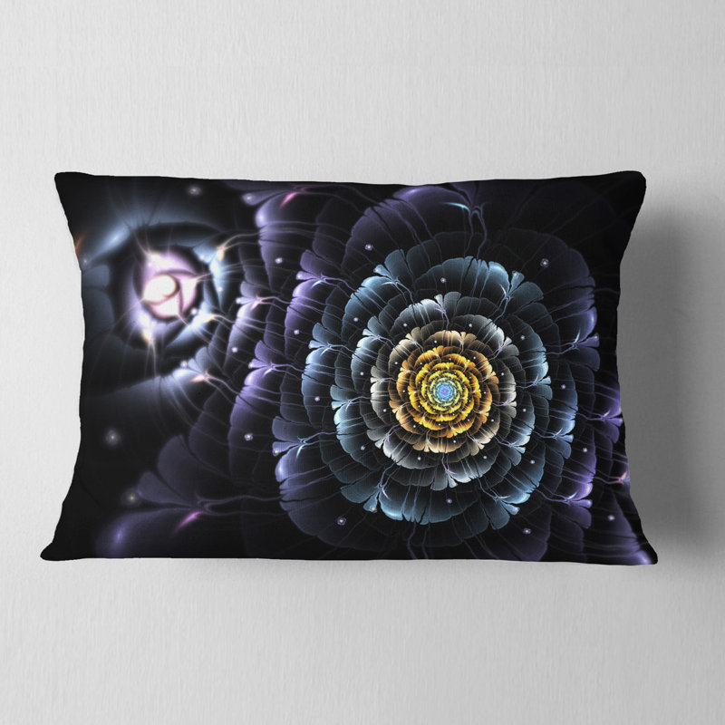 Coussin à imprimé floral bleu foncé