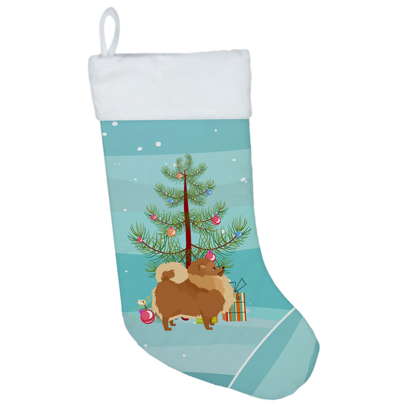 Chaussette de noël joyeux de noël, Loulou de Poméranie brun