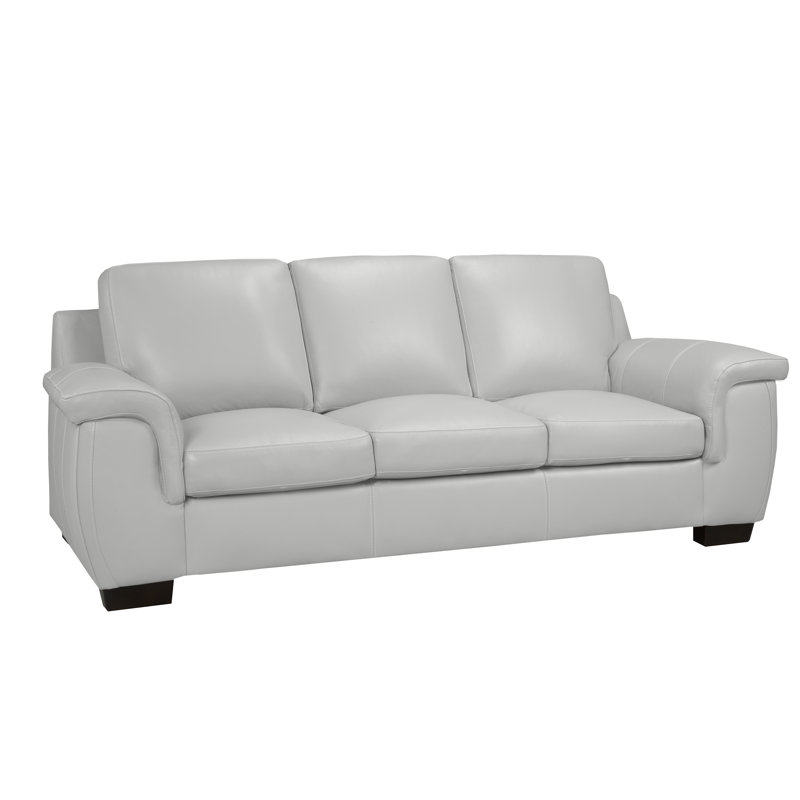 Canapé Awa, Cuir gris nuage, H 36 po x l 90 po x P 37 po