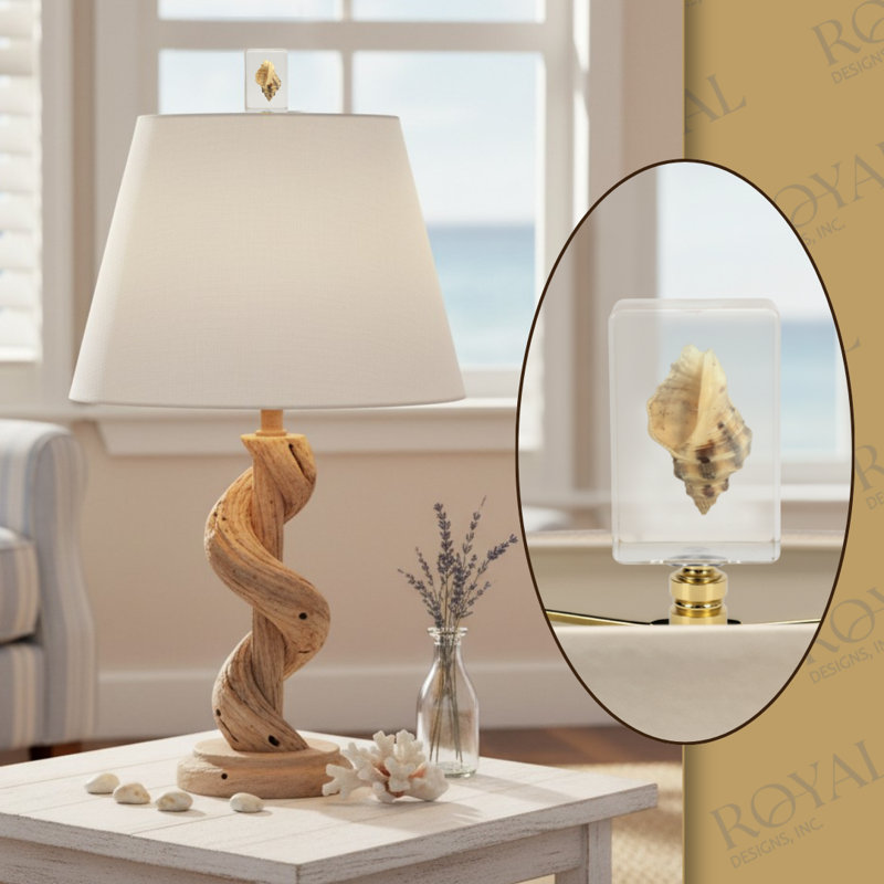Royal Designs, Inc. F-5116PB-1 Real Whelk Shell in Resin Handmade Finial, Polished Brass Base, Polished Brass