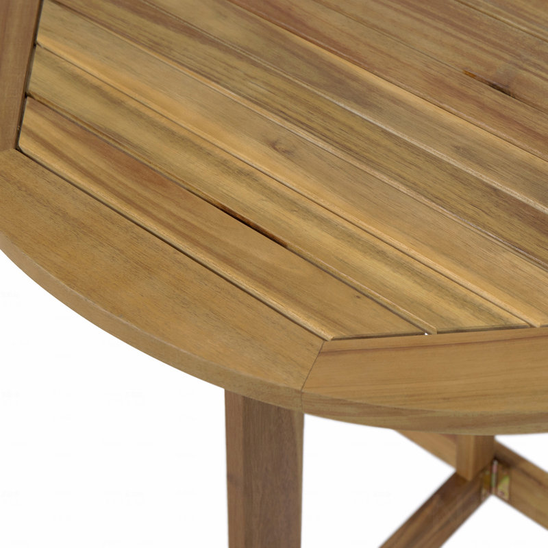 Outdoor Half-Round Folding Acacia Wood Bistro Table – Brown Finish, Brown