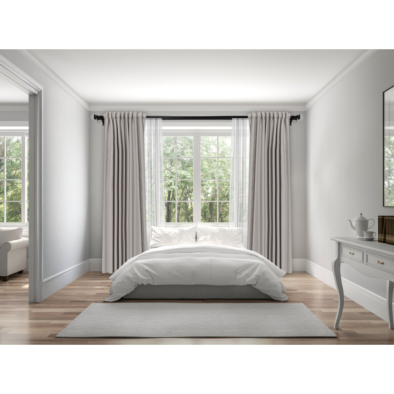 Ensemble de tringle à rideaux double 1 "avec fleurons carrés en cristal, 36" - 72", Noir, noir, noir, noir