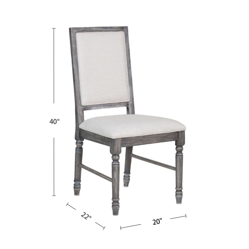 Ensemble de 2 chaises de salle à manger rembourrées en lin, crème et gris patiné
