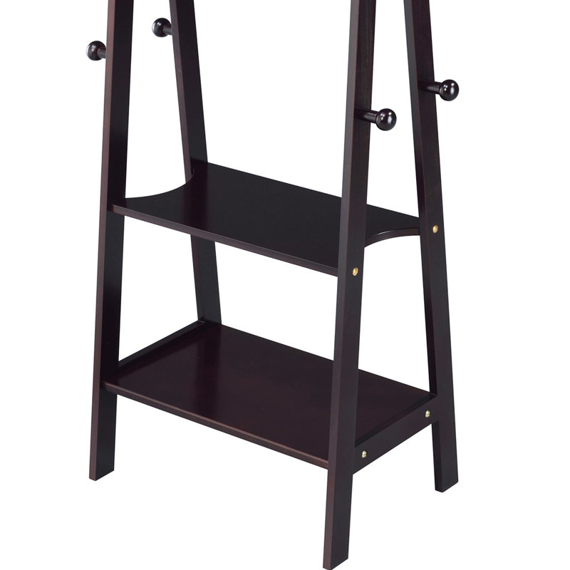 Étagère à vêtements en bois de 59 po de hauteur, capacité de 75 lb, 3 tablettes, support de fixation requis,