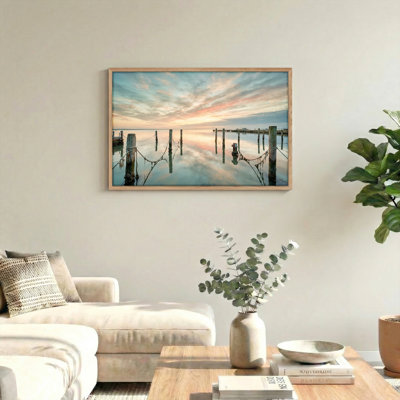 Sunset Dock Canvas Wall Art Oil Painting Print Set Of 1